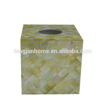 Concha shell pérola shell caixas de tecido ouro shell quadrado dourado tecido caixa